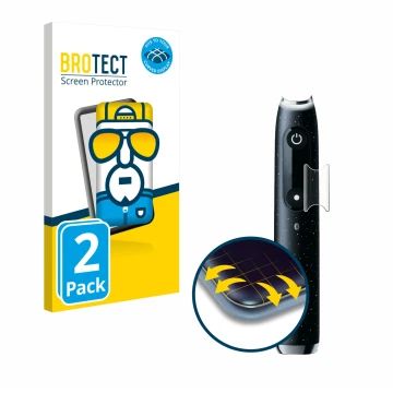 Parte frontal de un envase de producto con el logotipo de la marca BROTECT. Al lado se muestra el dispositivo Oral-B iO 10 con