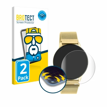 Parte frontal de un envase de producto con el logotipo de la marca BROTECT. Al lado se muestra el dispositivo Oozoo Q00121 con
