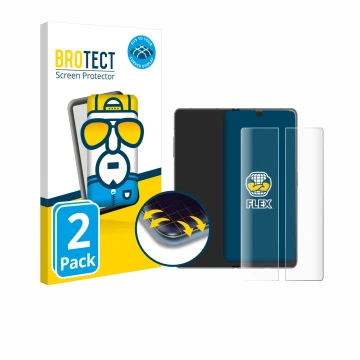 Parte frontal de un envase de producto con el logotipo de la marca BROTECT. Al lado se muestra el dispositivo Honor Magic V3 (