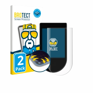 Parte frontal de un envase de producto con el logotipo de la marca BROTECT. Al lado se muestra el dispositivo SoFlow SO1+ con 