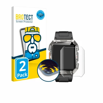 Parte frontal de un envase de producto con el logotipo de la marca BROTECT. Al lado se muestra el dispositivo Baolubao W60 con