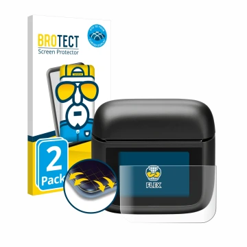 Parte frontal de un envase de producto con el logotipo de la marca BROTECT. Al lado se muestra el dispositivo JBL Tour Pro 3 c