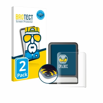 Parte frontal de un envase de producto con el logotipo de la marca BROTECT. Al lado se muestra el dispositivo Ledger Flex con 