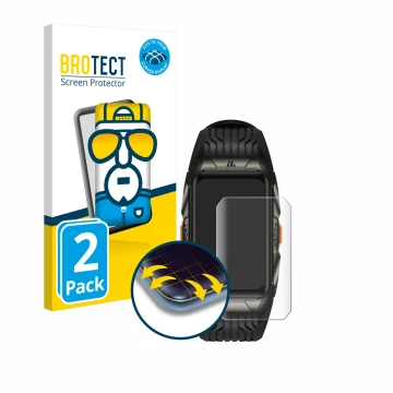 Parte frontal de un envase de producto con el logotipo de la marca BROTECT. Al lado se muestra el dispositivo Kospet Tank X2 U