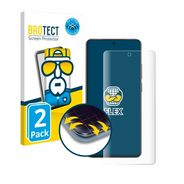 Parte frontal de un envase de producto con el logotipo de la marca BROTECT. Al lado se muestra el dispositivo realme GT 7 Pro 