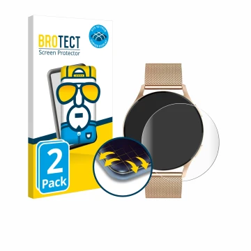 Parte frontal de un envase de producto con el logotipo de la marca BROTECT. Al lado se muestra el dispositivo Levowatch Edgy 1