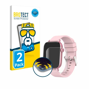 Parte frontal de un envase de producto con el logotipo de la marca BROTECT. Al lado se muestra el dispositivo Ombar Smartwatch