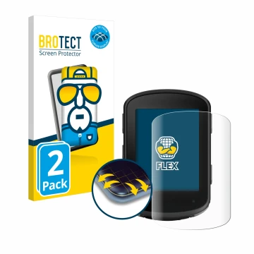 Parte frontal de un envase de producto con el logotipo de la marca BROTECT. Al lado se muestra el dispositivo Garmin Edge 840 