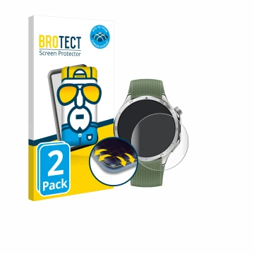 Parte frontal de un envase de producto con el logotipo de la marca BROTECT. Al lado se muestra el dispositivo OnePlus Watch 3 