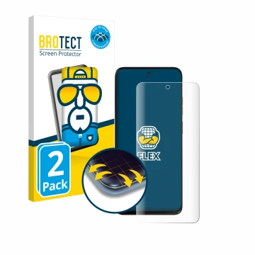 Parte frontal de un envase de producto con el logotipo de la marca BROTECT. Al lado se muestra el dispositivo Motorola Moto G1