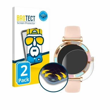 Parte frontal de un envase de producto con el logotipo de la marca BROTECT. Al lado se muestra el dispositivo Braidol Smartwat