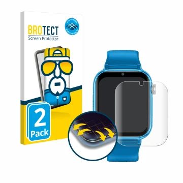 Parte frontal de un envase de producto con el logotipo de la marca BROTECT. Al lado se muestra el dispositivo Maxcom FW59 Kidd