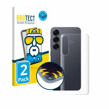 Parte frontal de un envase de producto con el logotipo de la marca BROTECT. Al lado se muestra el dispositivo Samsung Galaxy S