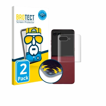 Parte frontal de un envase de producto con el logotipo de la marca BROTECT. Al lado se muestra el dispositivo Motorola Razr 60