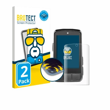 Parte frontal de un envase de producto con el logotipo de la marca BROTECT. Al lado se muestra el dispositivo Wahoo Elemnt Bol