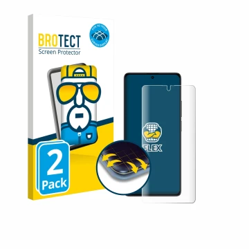 Parte frontal de un envase de producto con el logotipo de la marca BROTECT. Al lado se muestra el dispositivo Xiaomi Poco M6 P