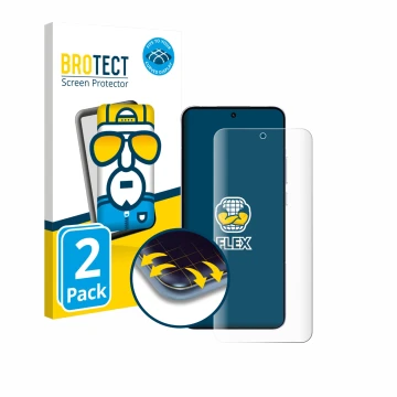 Parte frontal de un envase de producto con el logotipo de la marca BROTECT. Al lado se muestra el dispositivo Oppo Reno 14 Pro