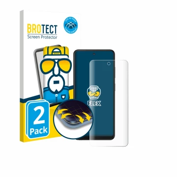 Parte frontal de un envase de producto con el logotipo de la marca BROTECT. Al lado se muestra el dispositivo Xplora HMD Fusio