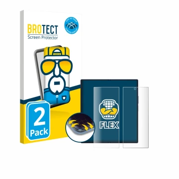 Parte frontal de un envase de producto con el logotipo de la marca BROTECT. Al lado se muestra el dispositivo Samsung Galaxy Z