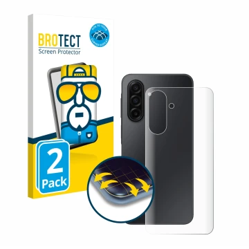 Parte frontal de un envase de producto con el logotipo de la marca BROTECT. Al lado se muestra el dispositivo Samsung Galaxy A