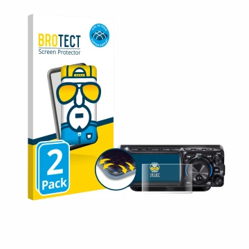 Parte frontal de un envase de producto con el logotipo de la marca BROTECT. Al lado se muestra el dispositivo Yaesu FTX-1 con 