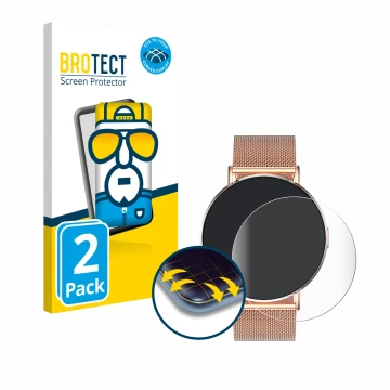 Parte frontal de un envase de producto con el logotipo de la marca BROTECT. Al lado se muestra el dispositivo Levowatch Eve 1.