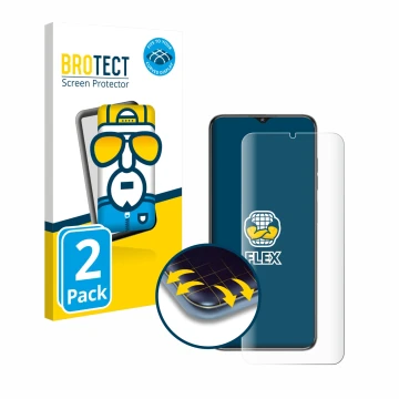 Parte frontal de un envase de producto con el logotipo de la marca BROTECT. Al lado se muestra el dispositivo Oukitel C1 con s