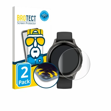 Parte frontal de un envase de producto con el logotipo de la marca BROTECT. Al lado se muestra el dispositivo Garmin Venu 4 (4