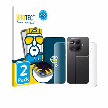 Parte frontal de un envase de producto con el logotipo de la marca BROTECT. Al lado se muestra el dispositivo Xiaomi 15T Pro (