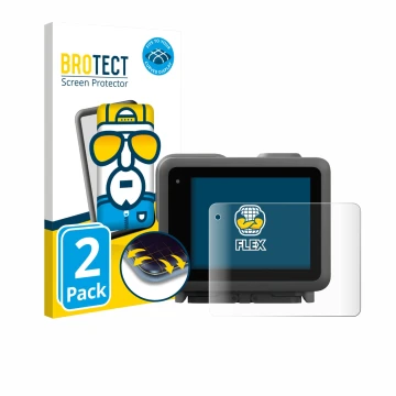 Parte frontal de un envase de producto con el logotipo de la marca BROTECT. Al lado se muestra el dispositivo GoPro Lit Hero c