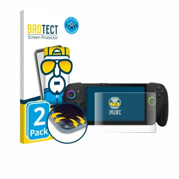 Parte frontal de un envase de producto con el logotipo de la marca BROTECT. Al lado se muestra el dispositivo ASUS ROG Xbox Al