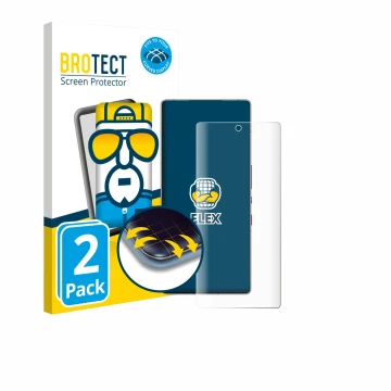 Parte frontal de un envase de producto con el logotipo de la marca BROTECT. Al lado se muestra el dispositivo ZTE Nubia Red Ma