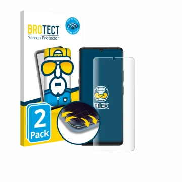 Parte frontal de un envase de producto con el logotipo de la marca BROTECT. Al lado se muestra el dispositivo Cubot X100 con s