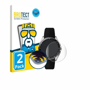 Parte frontal de un envase de producto con el logotipo de la marca BROTECT. Al lado se muestra el dispositivo TAG Heuer Connec