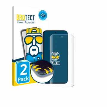 Parte frontal de un envase de producto con el logotipo de la marca BROTECT. Al lado se muestra el dispositivo Oppo Reno 15 con