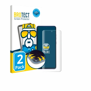 Parte frontal de un envase de producto con el logotipo de la marca BROTECT. Al lado se muestra el dispositivo Motorola Edge 60