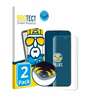 Parte frontal de un envase de producto con el logotipo de la marca BROTECT. Al lado se muestra el dispositivo Xiaomi Poco F8 P