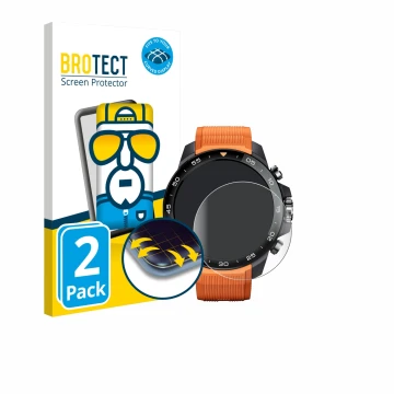 Parte frontal de un envase de producto con el logotipo de la marca BROTECT. Al lado se muestra el dispositivo Xiaomi Mibro GS 