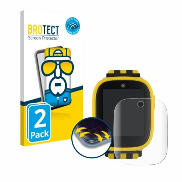 Parte frontal de un envase de producto con el logotipo de la marca BROTECT. Al lado se muestra el dispositivo Xplora X6 Play B