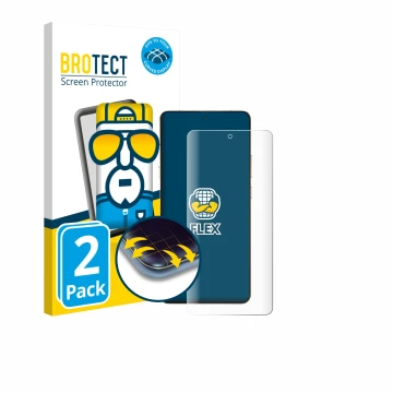 Parte frontal de un envase de producto con el logotipo de la marca BROTECT. Al lado se muestra el dispositivo Motorola Signatu