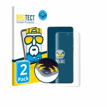 Parte frontal de un envase de producto con el logotipo de la marca BROTECT. Al lado se muestra el dispositivo Vivo X200T con s