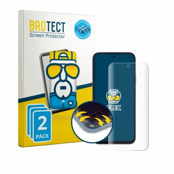 Parte frontal de un envase de producto con el logotipo de la marca BROTECT. Al lado se muestra el dispositivo Oppo A6k con su 