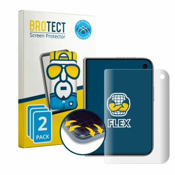 Parte frontal de un envase de producto con el logotipo de la marca BROTECT. Al lado se muestra el dispositivo Apple iPhone Duo
