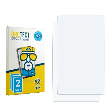 Parte frontal de un envase de producto con el logotipo de la marca BROTECT. Al lado está el protector de pantalla correspondie