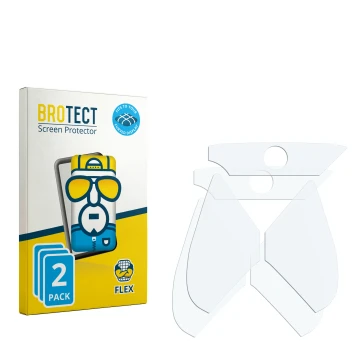 Parte frontal de un envase de producto con el logotipo de la marca BROTECT. Al lado está el protector de pantalla correspondie