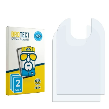 Parte frontal de un envase de producto con el logotipo de la marca BROTECT. Al lado está el protector de pantalla correspondie