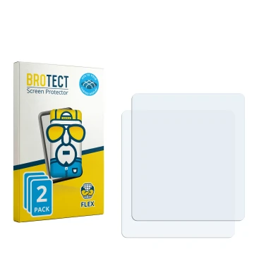 Parte frontal de un envase de producto con el logotipo de la marca BROTECT. Al lado está el protector de pantalla correspondie