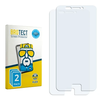 Parte frontal de un envase de producto con el logotipo de la marca BROTECT. Al lado está el protector de pantalla correspondie
