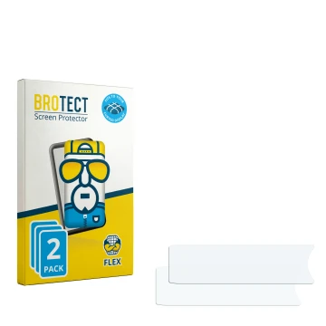 Parte frontal de un envase de producto con el logotipo de la marca BROTECT. Al lado está el protector de pantalla correspondie