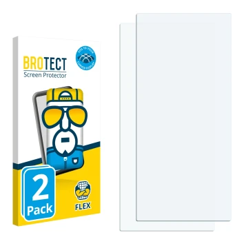 Parte frontal de un envase de producto con el logotipo de la marca BROTECT. Al lado está el protector de pantalla correspondie